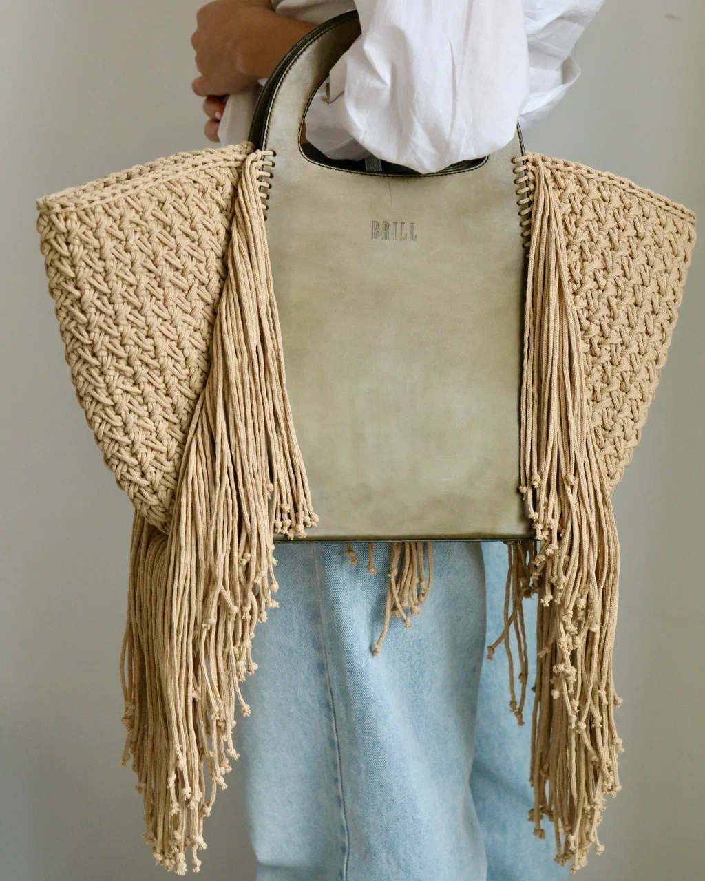 Сумка Ривьера из натуральной ретро-кожи в оливковом цвете